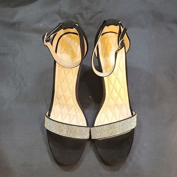 BRAND NEW BAMBOO FRENZY WOMEN'S EMBELLISHED OPEN-TOE ANKLE STRAP HEELS - Picture 2 of 14